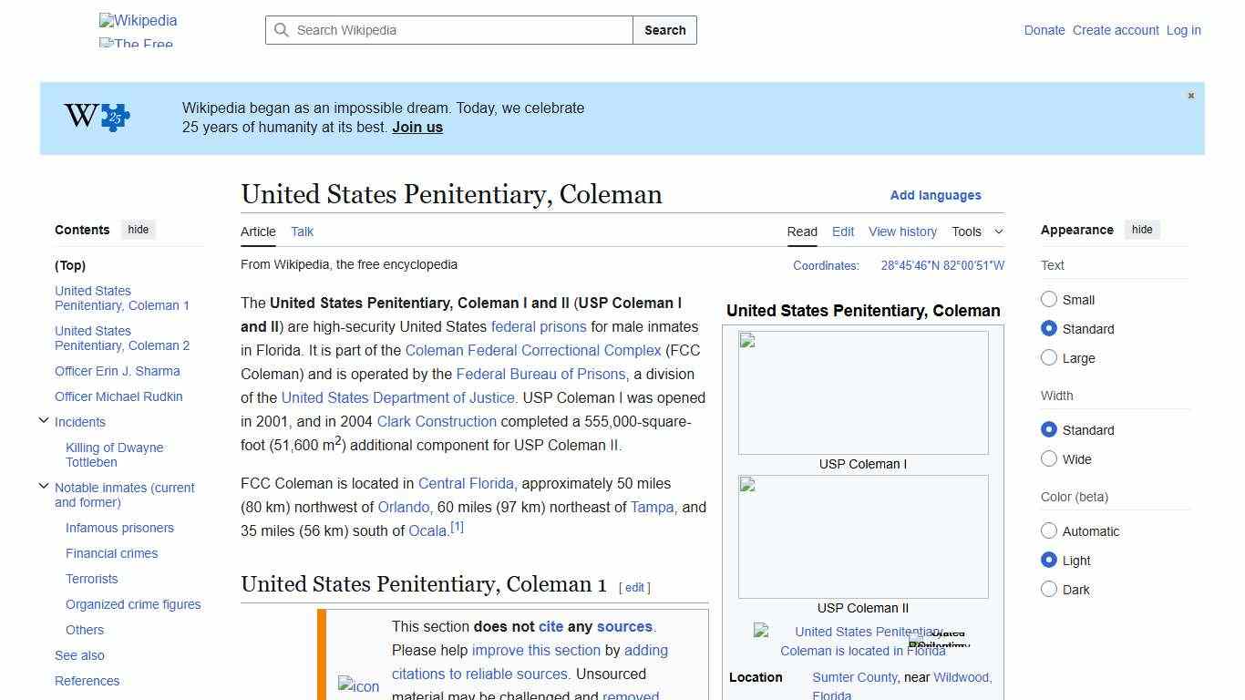 United States Penitentiary, Coleman - Wikipedia